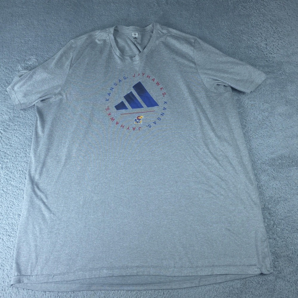 Kansas Jayhawks Shirt Mens 3XL Gray NCAA Basketball Adidas AEROREADY Team Issued